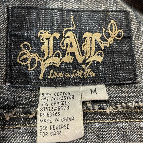 Live a Little-Dark Blue Jean Jacket size M - Picture 3 of 8
